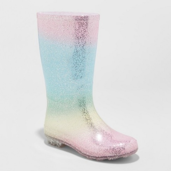 girls sparkle rain boots